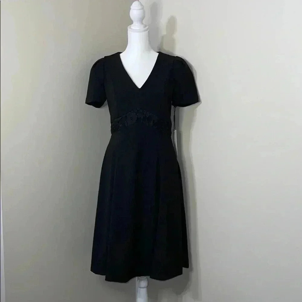 Calvin Klein Short Sleeve V-Neck Fit & Flare Dress​​​​